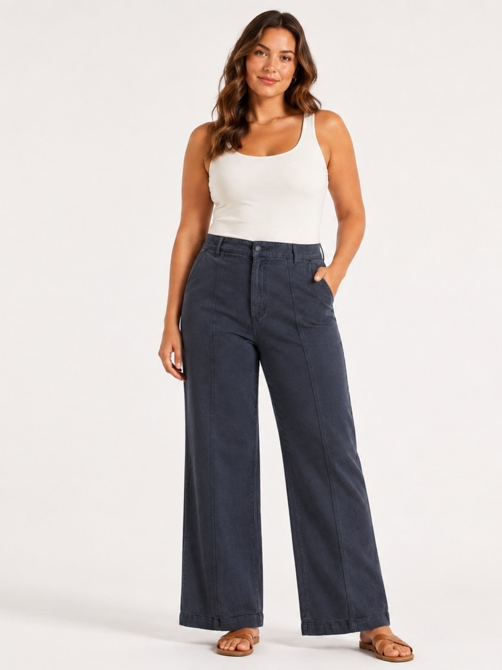 Universal Thread Women's Wide-Leg Jeans in Charcoal Navy
